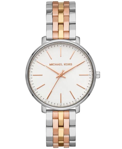 michael kors women's pyper tri-tone stainless steel bracelet watch 38mm|michael kors pyper watches.